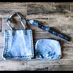 Blue Purse and Makeup Bag